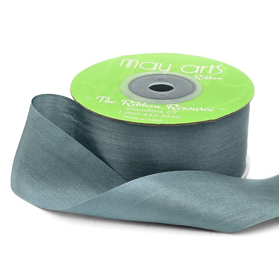 1.25 Inch 100% Hand-Dyed Silk Ribbon with Woven Edge – SK-5-57 DARK EUCALYPTUS GREEN