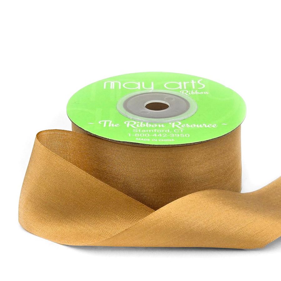 1.25 Inch 100% Hand-Dyed Silk Ribbon with Woven Edge – SK-5-67 PALE GOLD