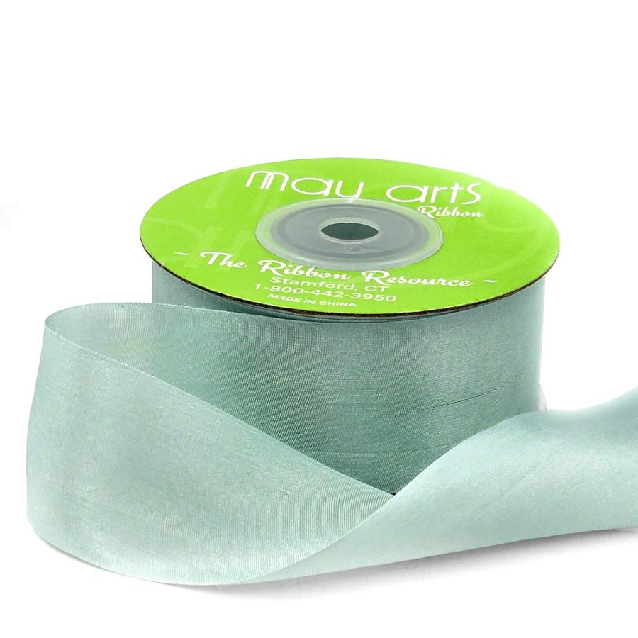 1.25 Inch 100% Hand-Dyed Silk Ribbon with Woven Edge – SK-5-94 – ROBINS EGG BLUE