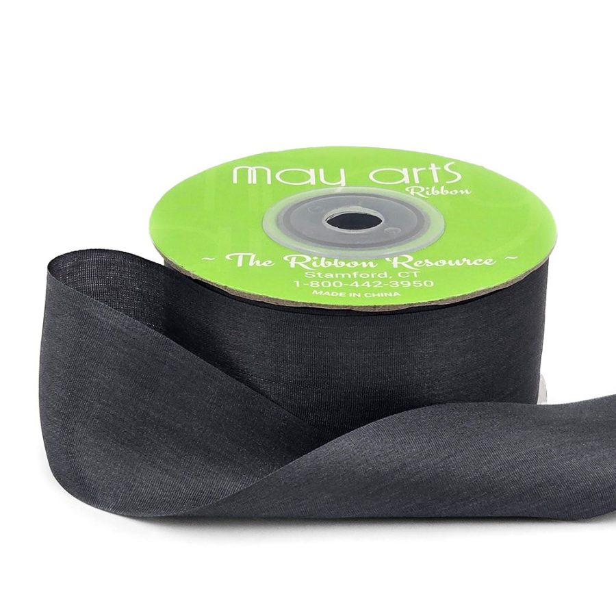1.25 Inch 100% Hand-Dyed Silk Ribbon with Woven Edge – SK-5-95 CHARCOAL