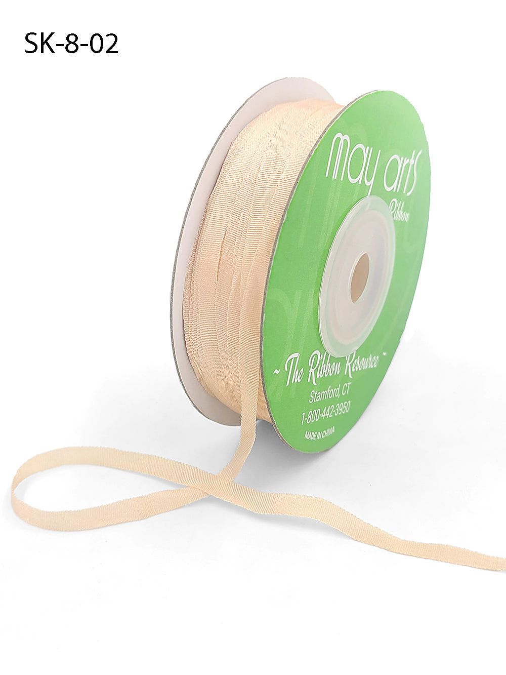 1/8 Inch 100% Hand-Dyed Silk Ribbon with Woven Edge – SK-8-02 PEACH CHAMPAGNE