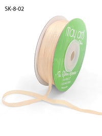 1/8 Inch 100% Hand-Dyed Silk Ribbon with Woven Edge – SK-8-02 PEACH CHAMPAGNE