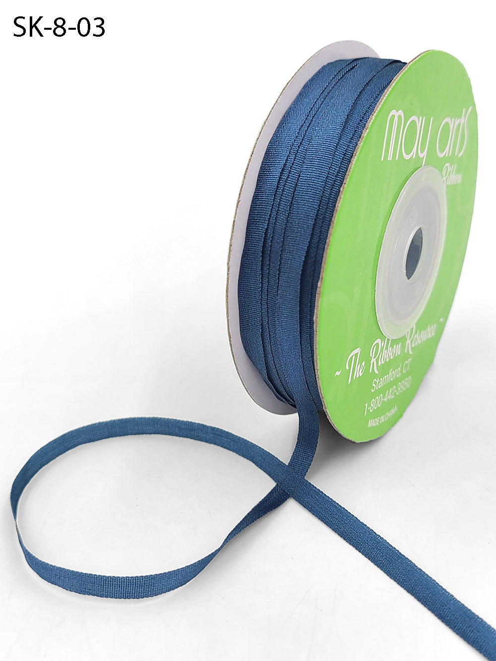 1/8 Inch 100% Hand-Dyed Silk Ribbon with Woven Edge – SK-8-03 – MARINE