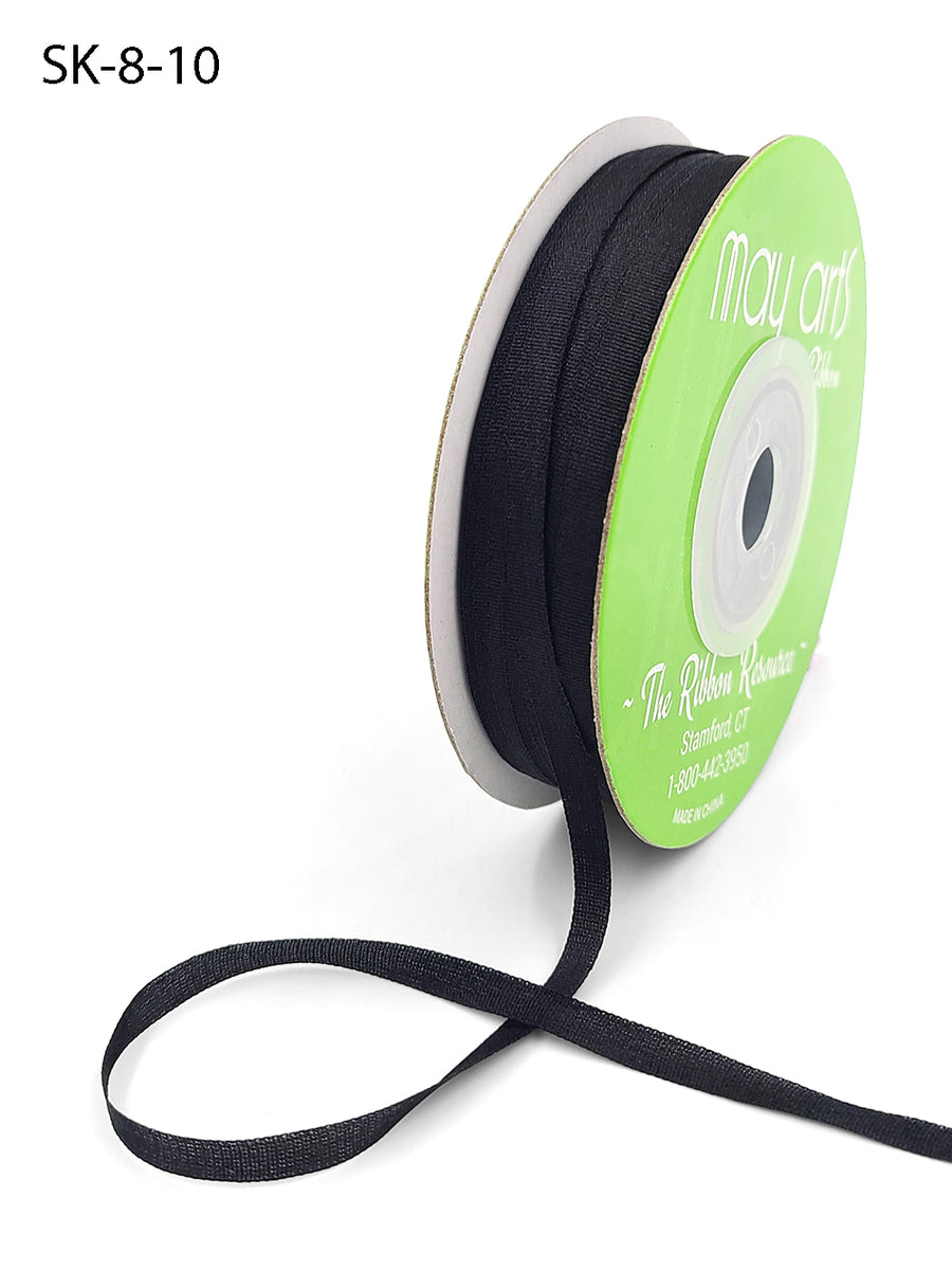 1/8 Inch 100% Hand-Dyed Silk Ribbon with Woven Edge – SK-8-10 – BLACK