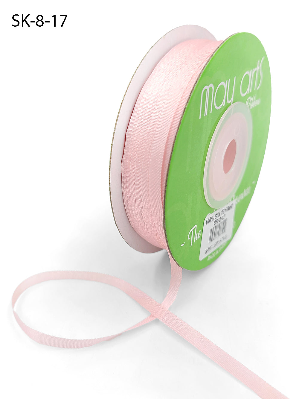 1/8 Inch 100% Hand-Dyed Silk Ribbon with Woven Edge – SK-8-17 – PINK