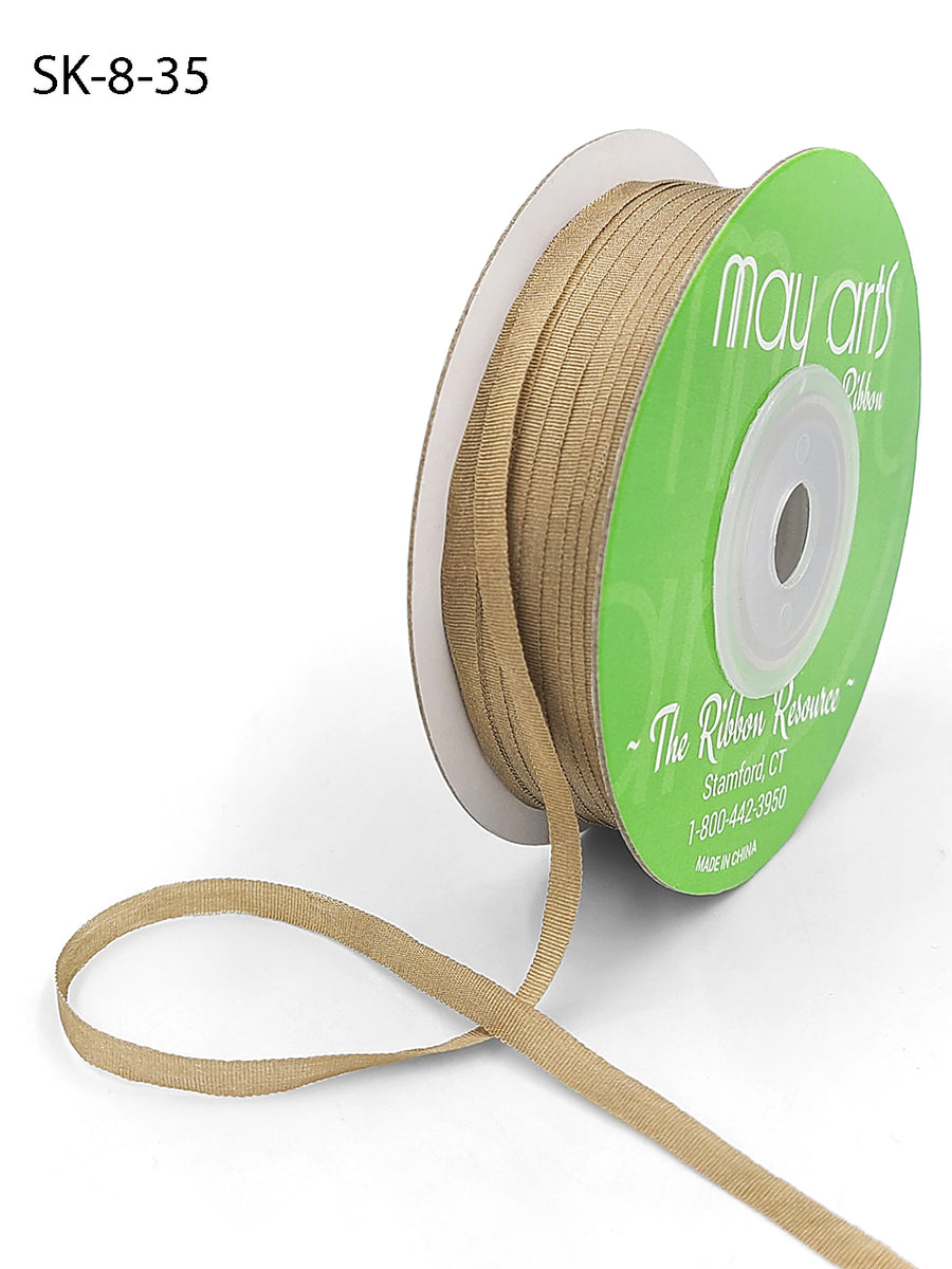 1/8 Inch 100% Hand-Dyed Silk Ribbon with Woven Edge – SK-8-35 TAUPE