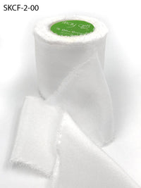 2 Inch 100% Silk Crepe with Frayed Edge (NON-DYED and HAND-DYED) – SKCF-2-00 NON-DYED (WHITE)