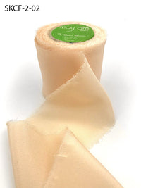 2 Inch 100% Silk Crepe with Frayed Edge (NON-DYED and HAND-DYED) – SKCF-2-02 PEACH CHAMPAGNE