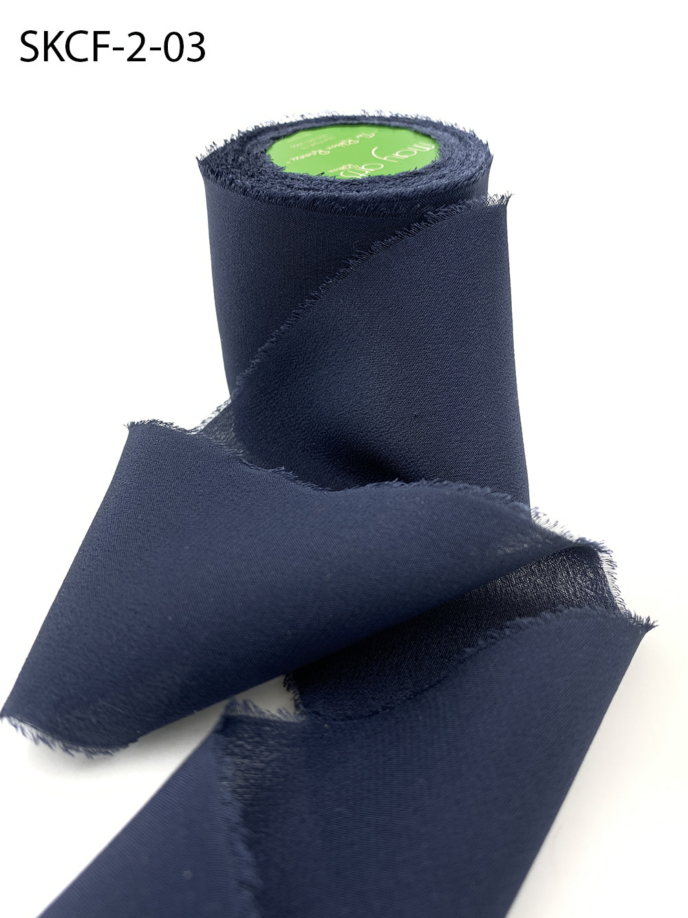 2 Inch 100% Silk Crepe with Frayed Edge (NON-DYED and HAND-DYED) – SKCF-2-03 NAVY