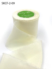 2 Inch 100% Silk Crepe with Frayed Edge (NON-DYED and HAND-DYED) – SKCF-2-09 IVORY BUTTERCREAM