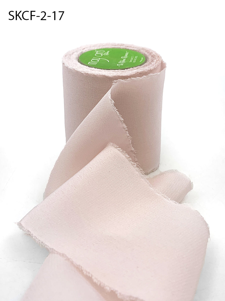 2 Inch 100% Silk Crepe with Frayed Edge (NON-DYED and HAND-DYED) – SKCF-2-17 PINK