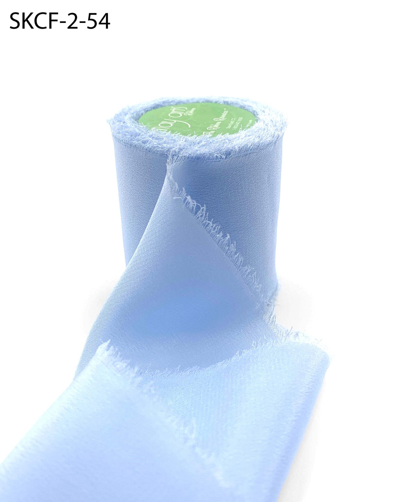2 Inch 100% Silk Crepe with Frayed Edge (NON-DYED and HAND-DYED) – SKCF-2-54 CERULEAN