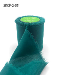 2 Inch 100% Silk Crepe with Frayed Edge (NON-DYED and HAND-DYED) – SKCF-2-55 RAINFOREST