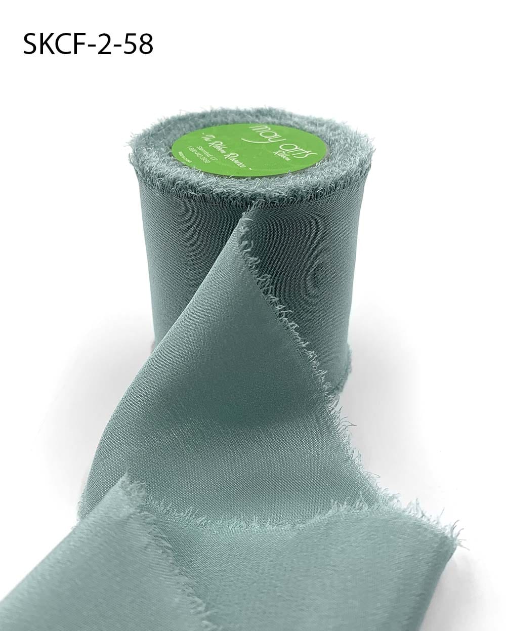 2 Inch 100% Silk Crepe with Frayed Edge (NON-DYED and HAND-DYED) – SKCF-2-58 JADEITE