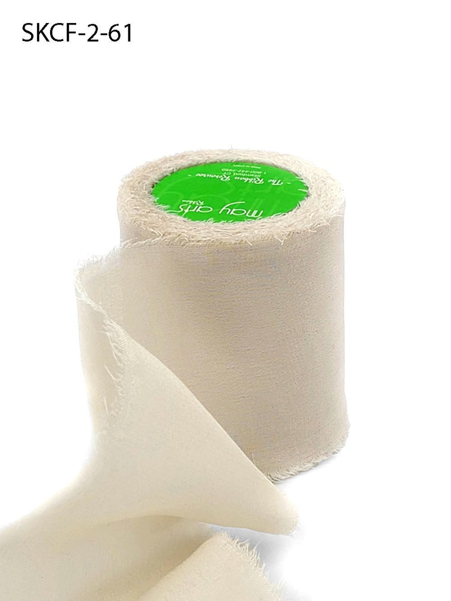 2 Inch 100% Silk Crepe with Frayed Edge (NON-DYED and HAND-DYED) – SKCF-2-61 LIGHT BEIGE
