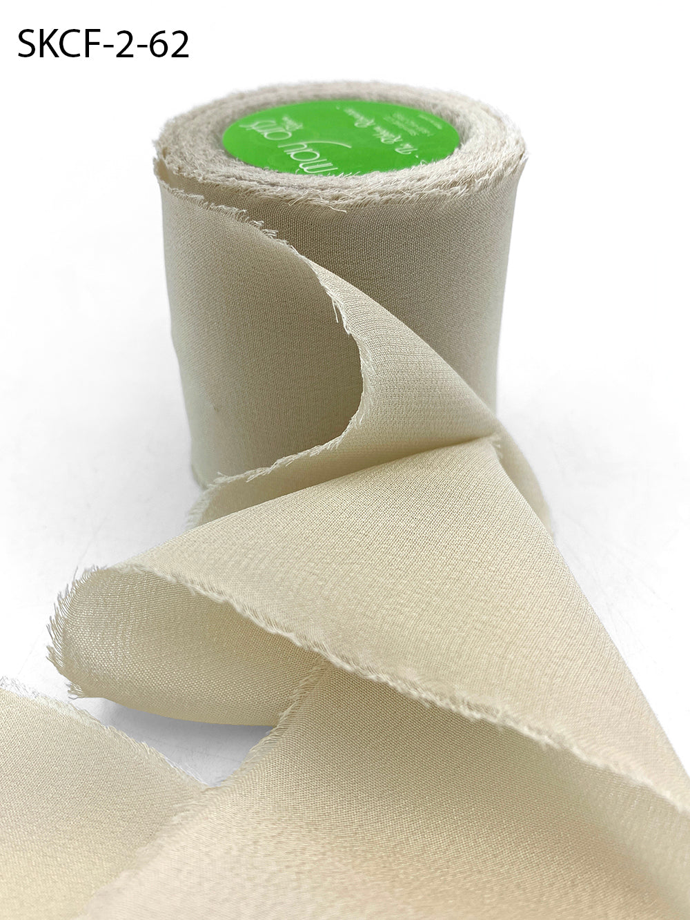 2 Inch 100% Silk Crepe with Frayed Edge (NON-DYED and HAND-DYED) – SKCF-2-62 BEIGE
