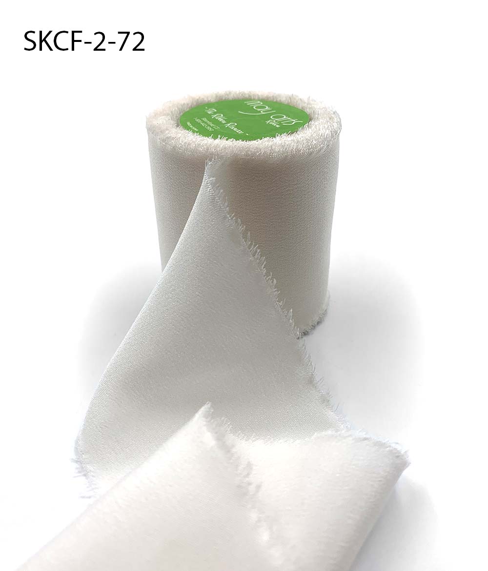 2 Inch 100% Silk Crepe with Frayed Edge (NON-DYED and HAND-DYED) – SKCF-2-72 MOTHER OF PEARL