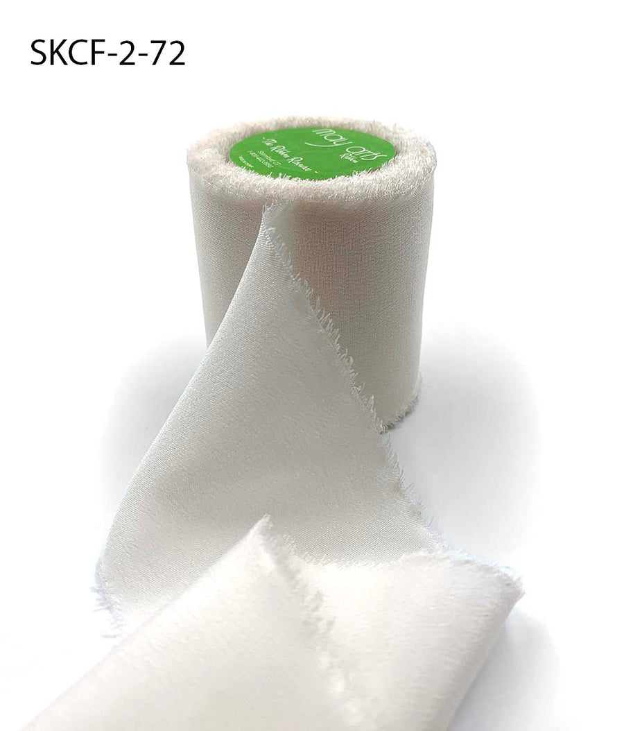 2 Inch 100% Silk Crepe with Frayed Edge (NON-DYED and HAND-DYED) – SKCF-2-72 MOTHER OF PEARL