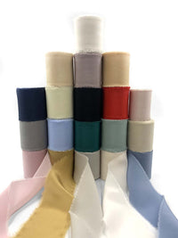 2 Inch 100% Silk Crepe with Frayed Edge (NON-DYED and HAND-DYED)