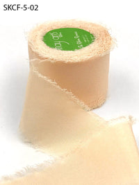 1.25 Inch 100% Silk Crepe with Frayed Edge (NON-DYED and HAND-DYED) – SKCF-5-02 PEACH CHAMPAGNE