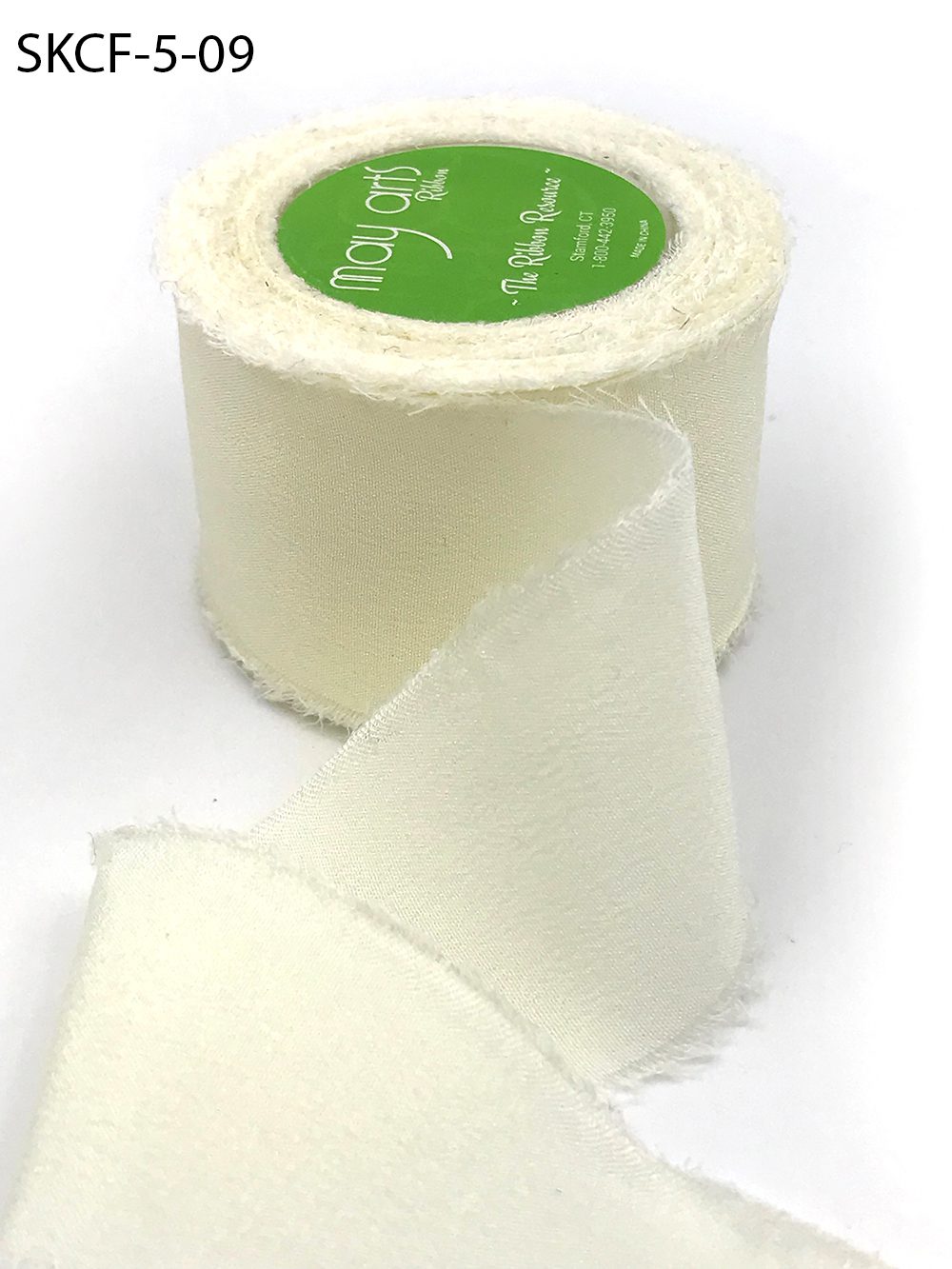 1.25 Inch 100% Silk Crepe with Frayed Edge (NON-DYED and HAND-DYED) – SKCF-5-09 IVORY BUTTERCREAM