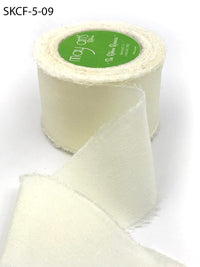 1.25 Inch 100% Silk Crepe with Frayed Edge (NON-DYED and HAND-DYED) – SKCF-5-09 IVORY BUTTERCREAM