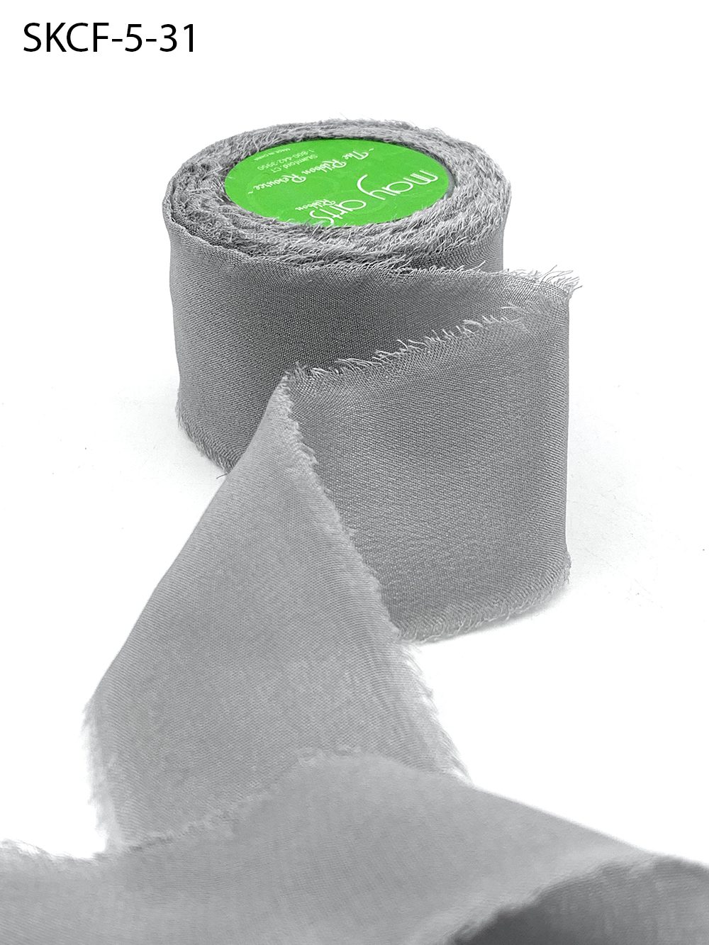 1.25 Inch 100% Silk Crepe with Frayed Edge (NON-DYED and HAND-DYED) – SKCF-5-31 GREY