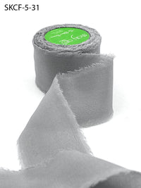 1.25 Inch 100% Silk Crepe with Frayed Edge (NON-DYED and HAND-DYED) – SKCF-5-31 GREY