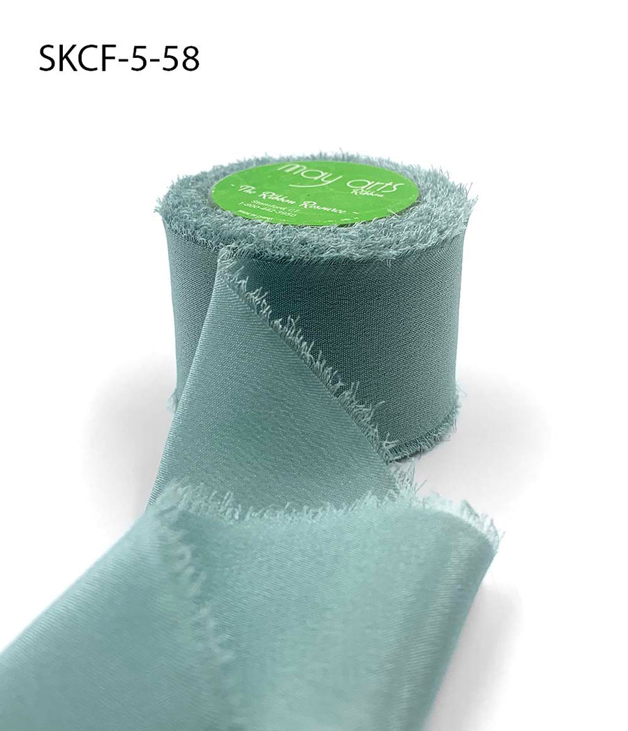 1.25 Inch 100% Silk Crepe with Frayed Edge (NON-DYED and HAND-DYED) – SKCF-5-58 JADEITE