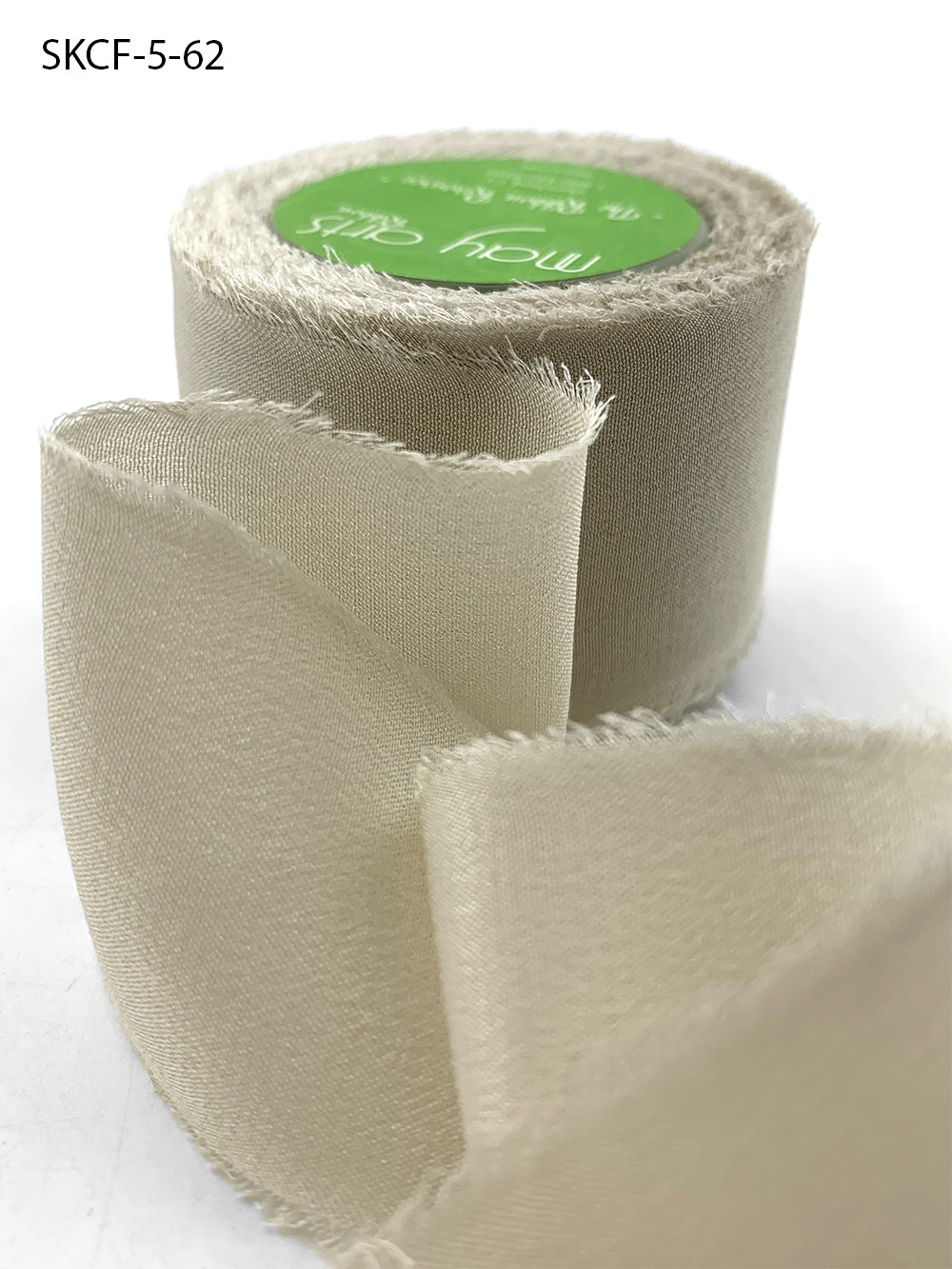 1.25 Inch 100% Silk Crepe with Frayed Edge (NON-DYED and HAND-DYED) – SKCF-5-62 BEIGE