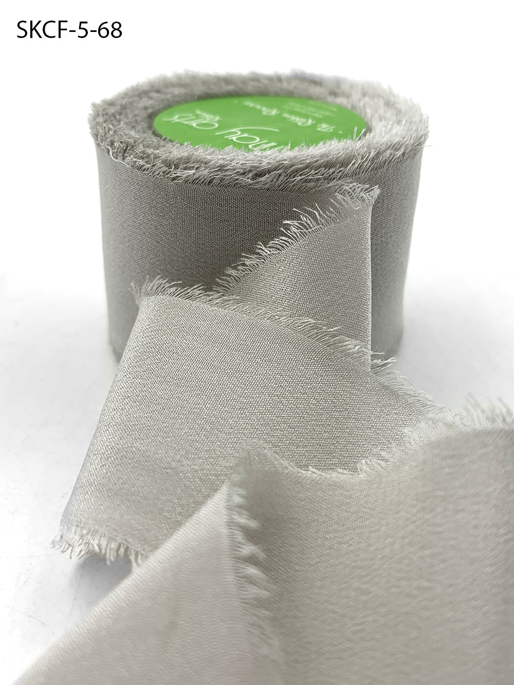 1.25 Inch 100% Silk Crepe with Frayed Edge (NON-DYED and HAND-DYED) – SKCF-5-68 LIGHT GREY