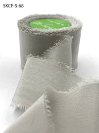 1.25 Inch 100% Silk Crepe with Frayed Edge (NON-DYED and HAND-DYED) – SKCF-5-68 LIGHT GREY