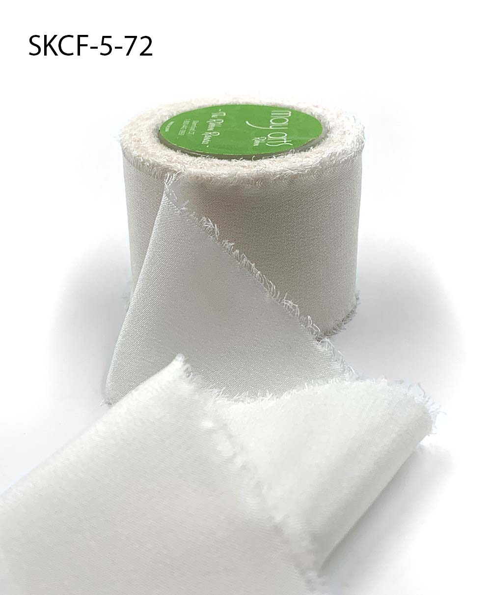 1.25 Inch 100% Silk Crepe with Frayed Edge (NON-DYED and HAND-DYED) – SKCF-5-72 MOTHER OF PEARL