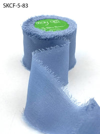 1.25 Inch 100% Silk Crepe with Frayed Edge (NON-DYED and HAND-DYED) – SKCF-5-83 SLATE BLUE