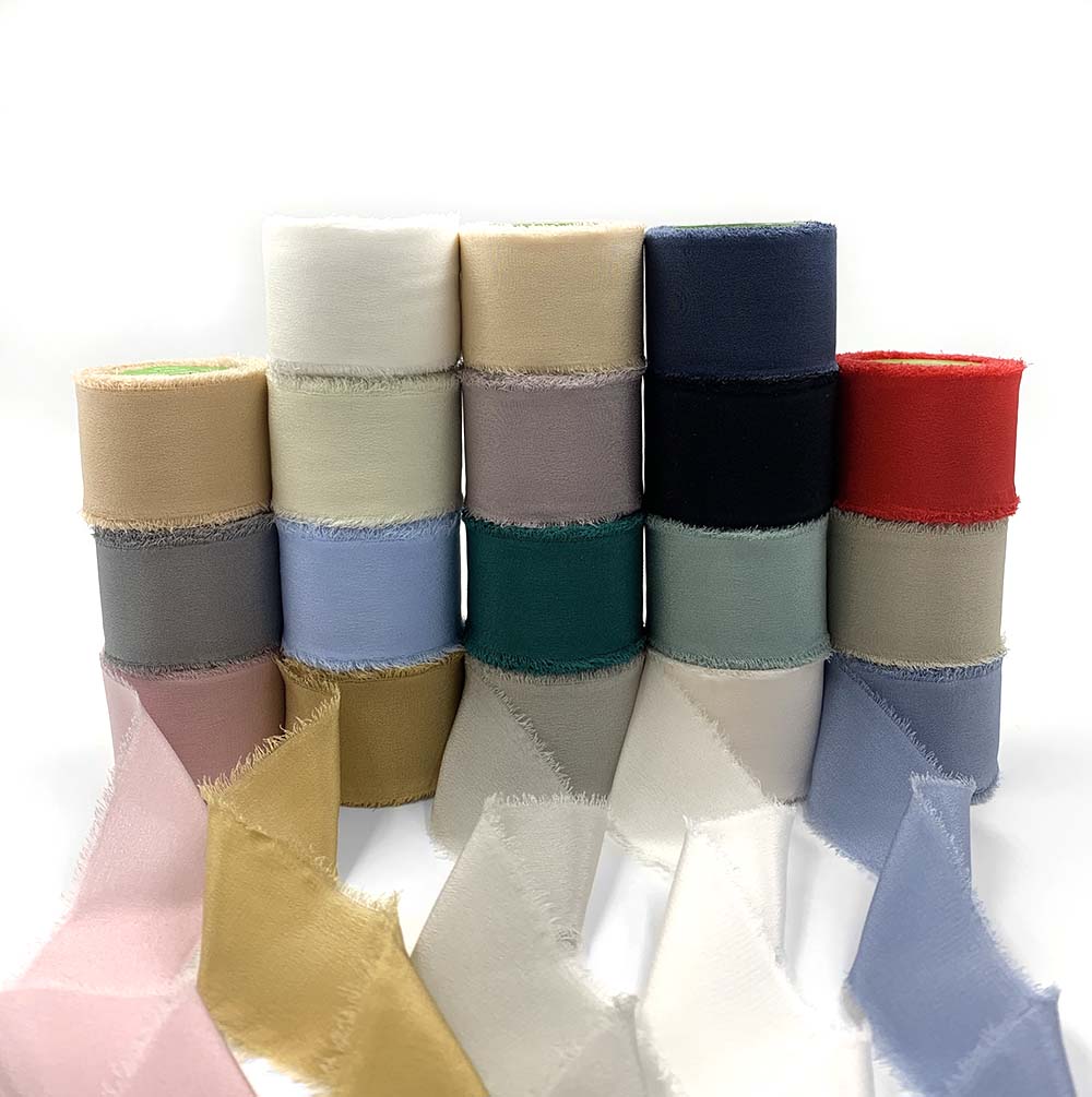 1.25 Inch 100% Silk Crepe with Frayed Edge (NON-DYED and HAND-DYED)