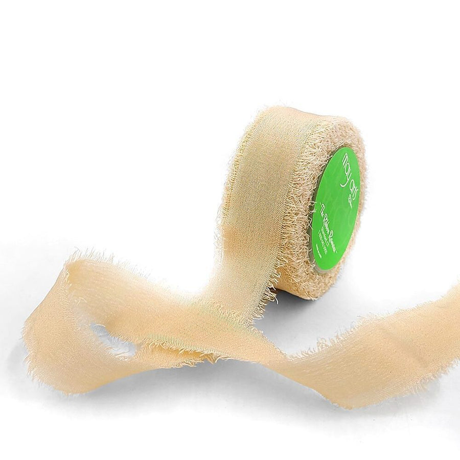 5/8 Inch 100% Silk Crepe with Frayed Edge (NON-DYED and HAND-DYED) – SKCF-58-06 HAZELNUT