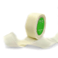5/8 Inch 100% Silk Crepe with Frayed Edge (NON-DYED and HAND-DYED) – SKCF-58-09 IVORY BUTTERCREAM