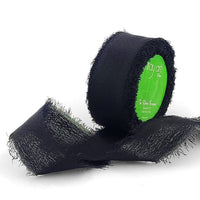 5/8 Inch 100% Silk Crepe with Frayed Edge (NON-DYED and HAND-DYED) – SKCF-58-10 BLACK