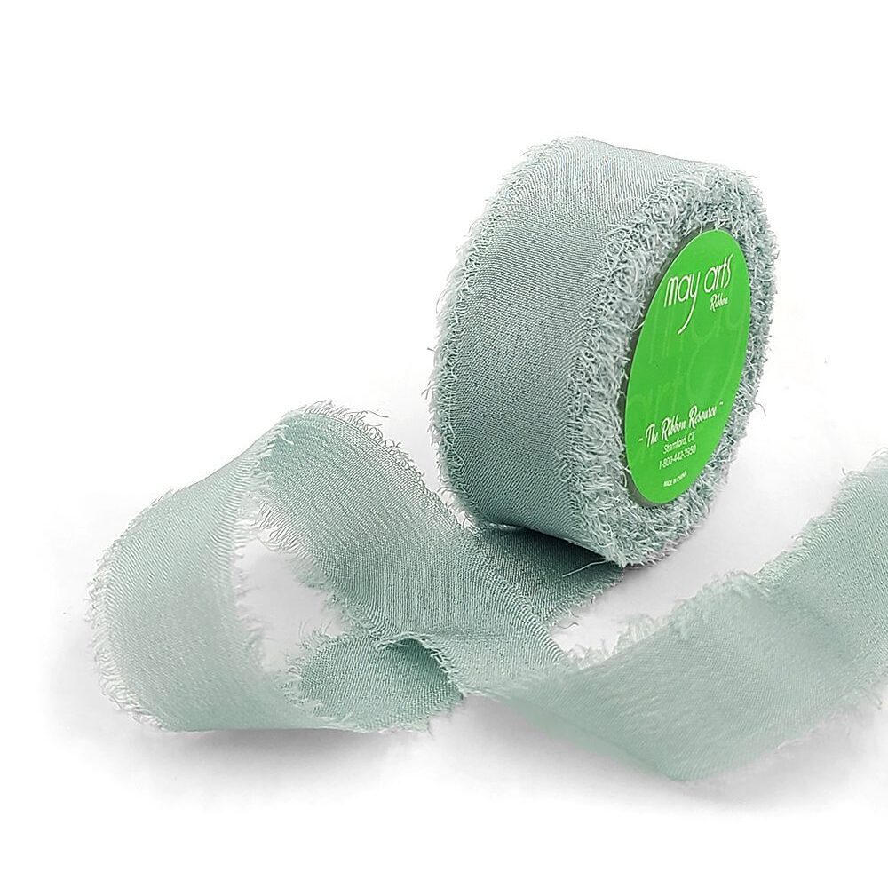 5/8 Inch 100% Silk Crepe with Frayed Edge (NON-DYED and HAND-DYED) – SKCF-58-58 JADEITE