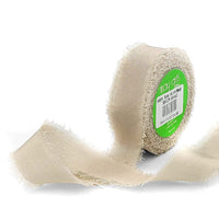 5/8 Inch 100% Silk Crepe with Frayed Edge (NON-DYED and HAND-DYED) – SKCF-58-62 BEIGE