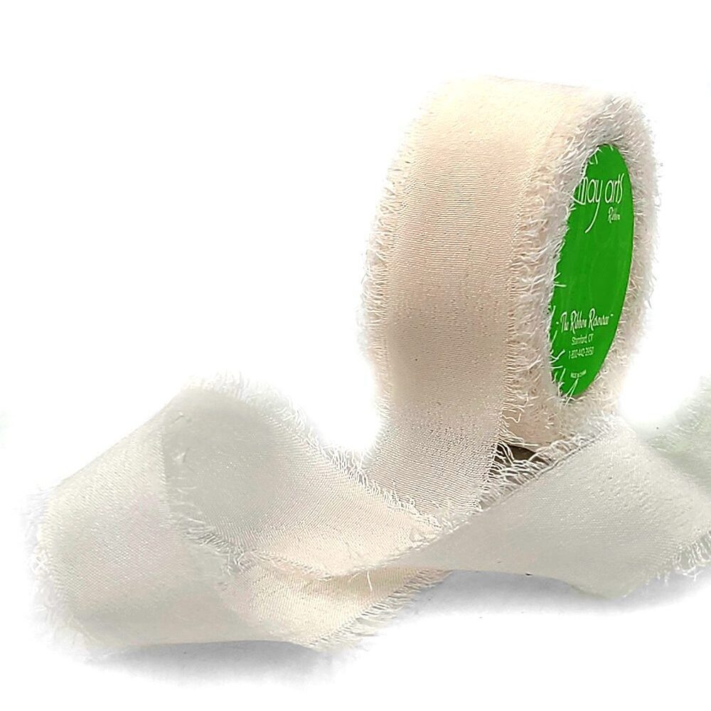 5/8 Inch 100% Silk Crepe with Frayed Edge (NON-DYED and HAND-DYED) – SKCF-58-72 MOTHER OF PEARL