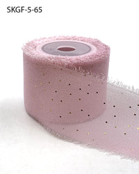 1.25 Inch Mini Metallic Dot Silk Georgette Ribbon – SKGF-5-65 WOODROSE/GOLD