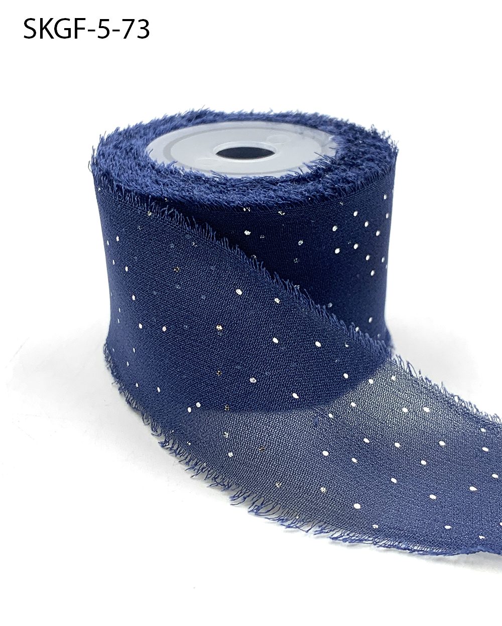 1.25 Inch Mini Metallic Dot Silk Georgette Ribbon – SKGF-5-73 NAVY BLAZER/SILVER