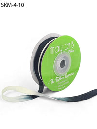 1/4 Inch 100% Hand-Dyed Variegated (multi-color) Silk Ribbon with Woven Edge – SKM-4-10 Black/Ivory (NEW)