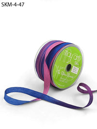 1/4 Inch 100% Hand-Dyed Variegated (multi-color) Silk Ribbon with Woven Edge – SKM-4-47 Blue/Purple (NEW)