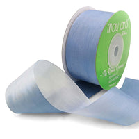 1.25 Inch 100% Hand-Dyed Variegated (multi-color) Silk Ribbon with Woven Edge – SKM-5-44 Blue/White (NEW)