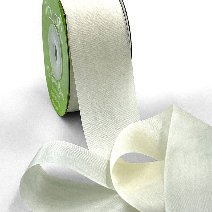 1.25 Inch 100% Hand-Dyed Variegated (multi-color) Silk Ribbon with Woven Edge – SKM-5-68 Quiet Grey/Mother of Pearl