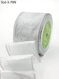 2.5″ Silver Semi-Sheer Metallic Ribbon – SL6-3-70N SILVER