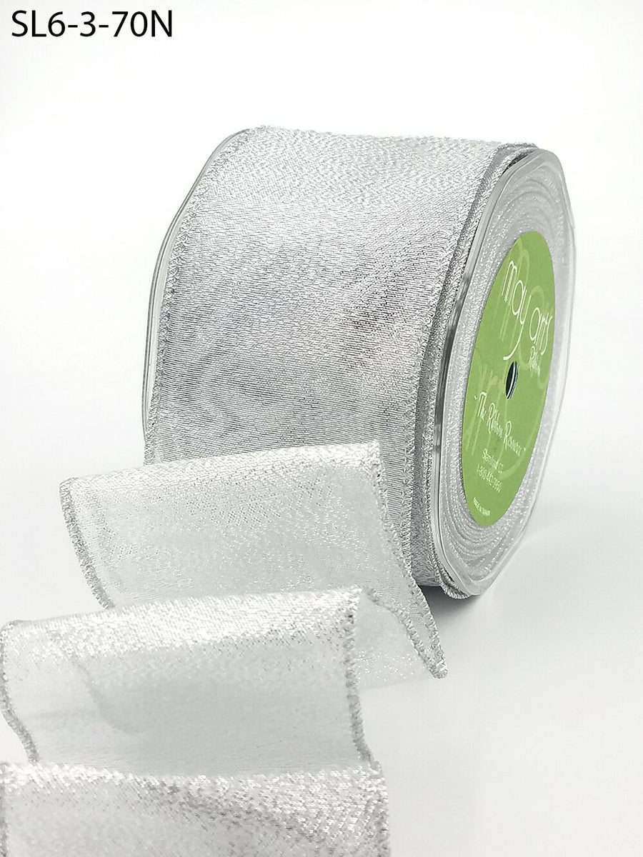 2.5″ Silver Semi-Sheer Metallic Ribbon – SL6-3-70N SILVER