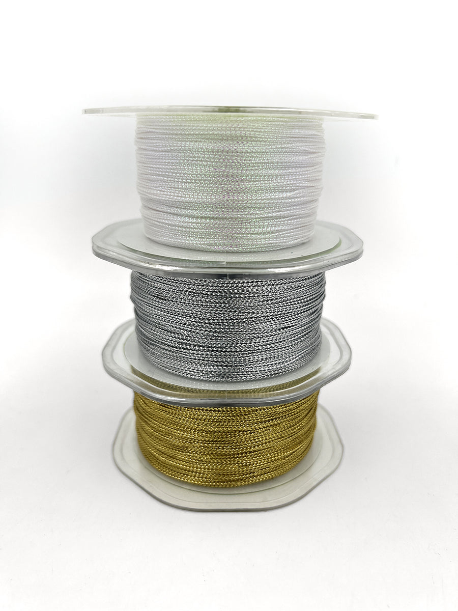 1 Millimeter Metallic String Cord Ribbon – SM1-01 – IRIDESCENT WHITE